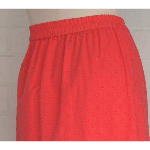 J. Crew 14 Tangerine Textured Dot Elastic Waist Ruffle Hem Line Midi Skirt - Picture 4 of 6